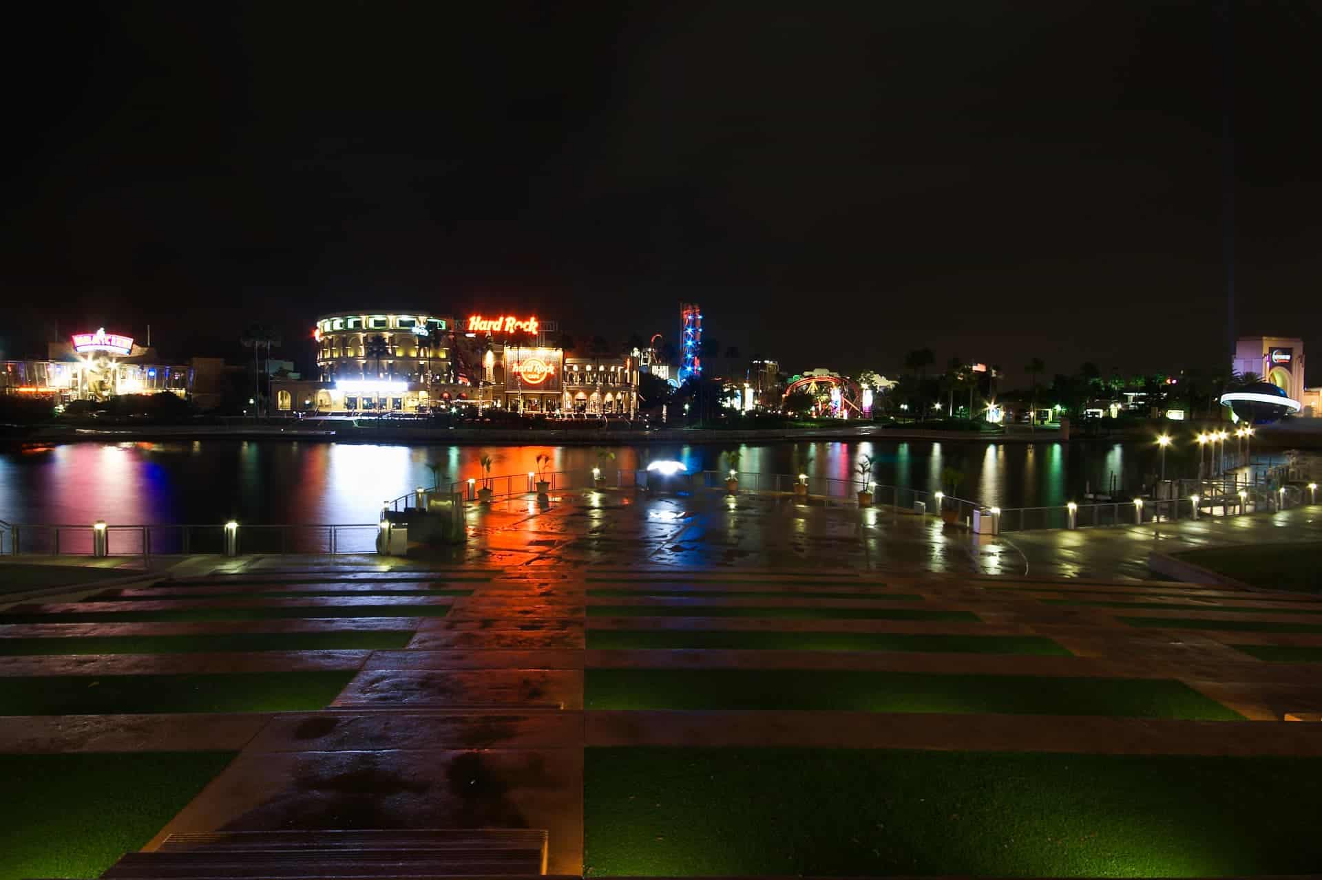 Universal CityWalk Orlando vista da baía de noite
